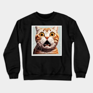 Funny Scared Cat Face, Cat Lover, Scaredy cat Crewneck Sweatshirt